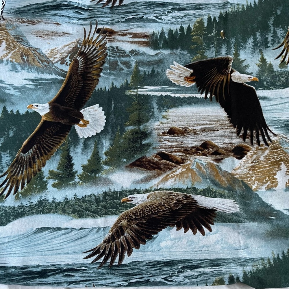 ✨$5 OFF BUNDLE✨ Novelty Fabric Eagle Equestrian Remnants Craft Sewing Quilting - Picture 3 of 10